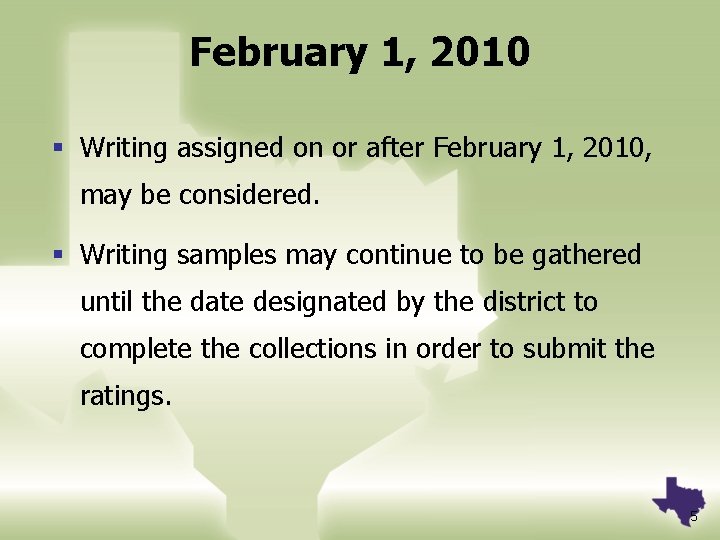 February 1, 2010 § Writing assigned on or after February 1, 2010, may be