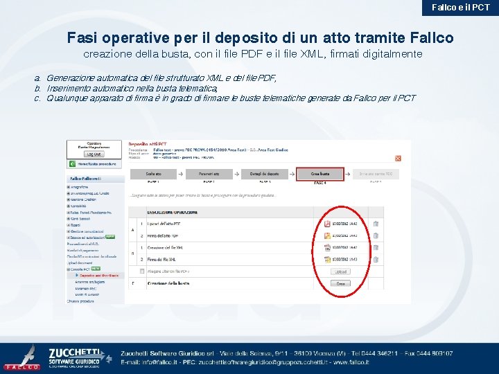 Fallco e il PCT Fasi operative per il deposito di un atto tramite Fallco Fallco e il PCT Fasi operative per il deposito di un atto tramite Fallco