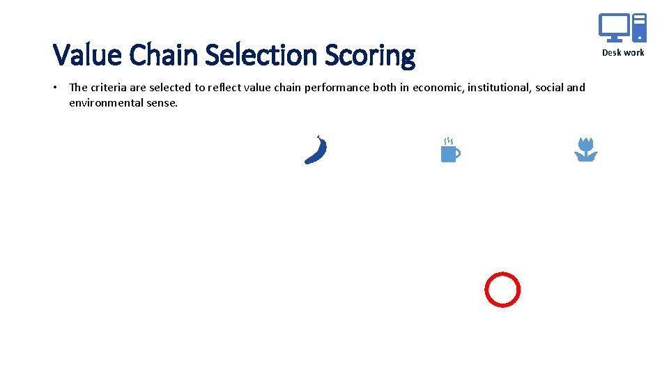 Value Chain Selection Scoring • The criteria are selected to reflect value chain performance