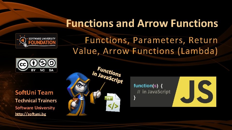 Functions and Arrow Functions, Parameters, Return Value, Arrow Functions (Lambda) Func in Ja tions