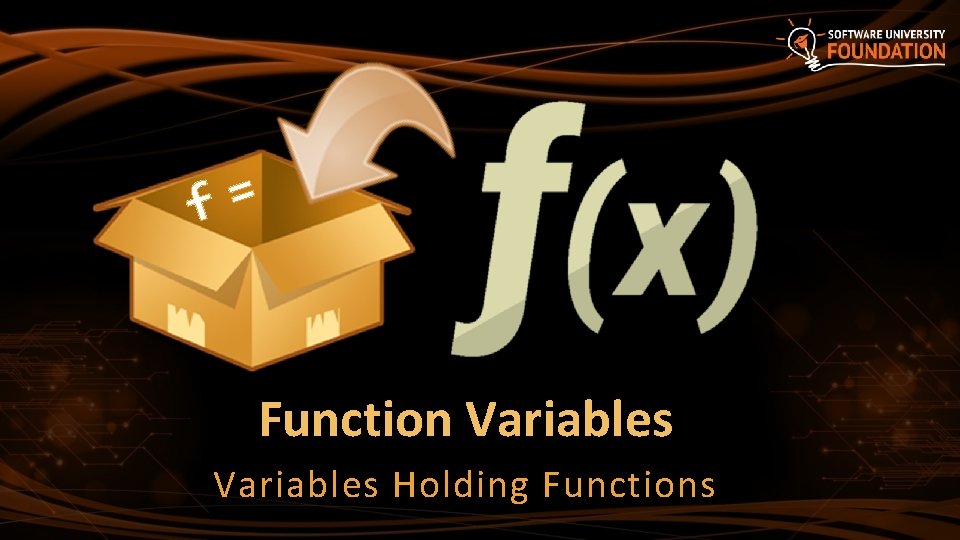 f= Function Variables Holding Functions 