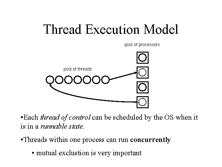 Thread Execution Model pool of processors pool of threads • Each thread of control