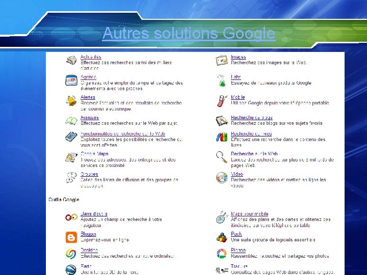 Autres solutions Google 