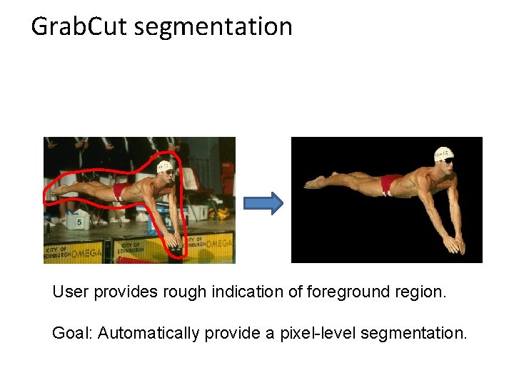 Grab. Cut segmentation User provides rough indication of foreground region. Goal: Automatically provide a