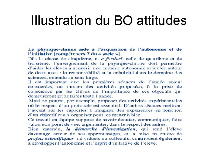 Illustration du BO attitudes 