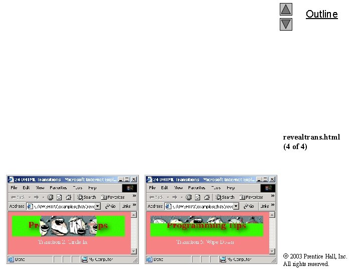 Outline revealtrans. html (4 of 4) 2003 Prentice Hall, Inc. All rights reserved. 