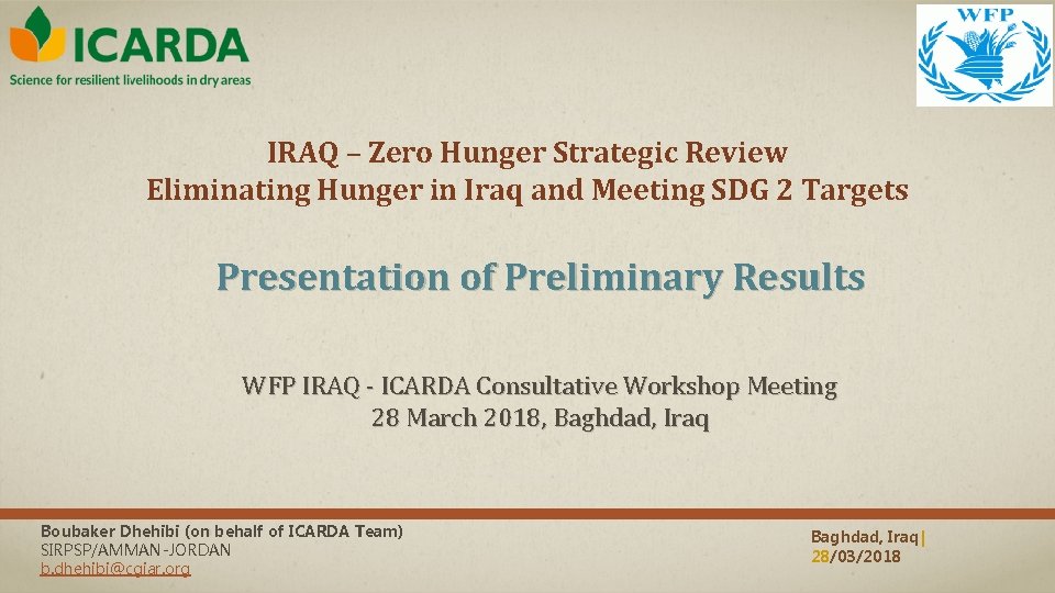 IRAQ – Zero Hunger Strategic Review Eliminating Hunger in Iraq and Meeting SDG 2