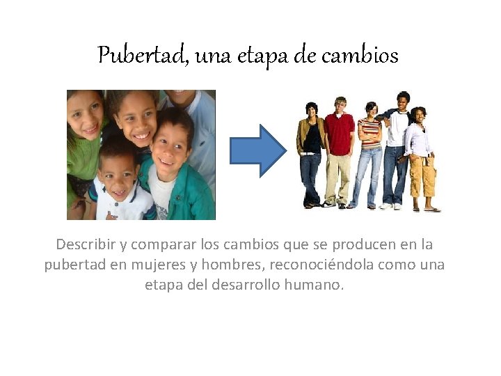 Pubertad, una etapa de cambios Describir y comparar los cambios que se producen en