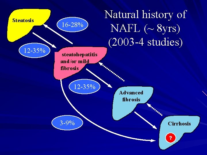Steatosis 12 -35% 16 -28% Natural history of NAFL (~ 8 yrs) (2003 -4