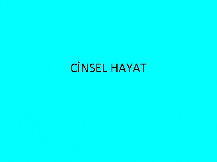 CİNSEL HAYAT 