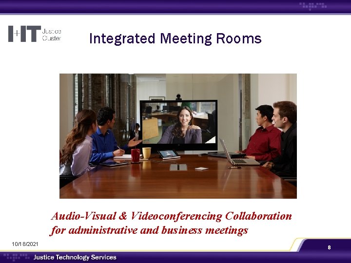 Integrated Meeting Rooms Audio-Visual & Videoconferencing Collaboration for administrative and business meetings 10/18/2021 8