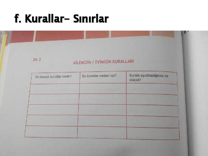 f. Kurallar- Sınırlar 