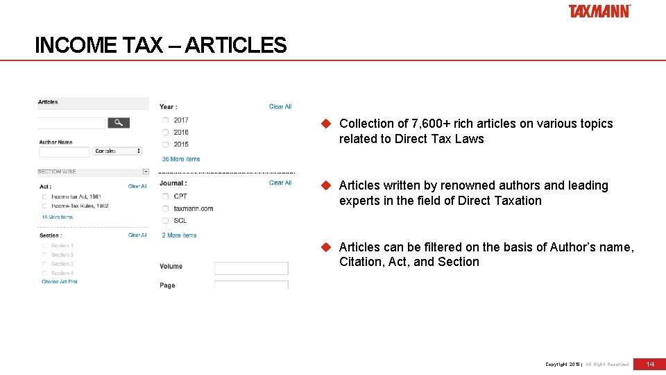 INCOME TAX – ARTICLES Collection of 7, 600+ rich articles on various topics related