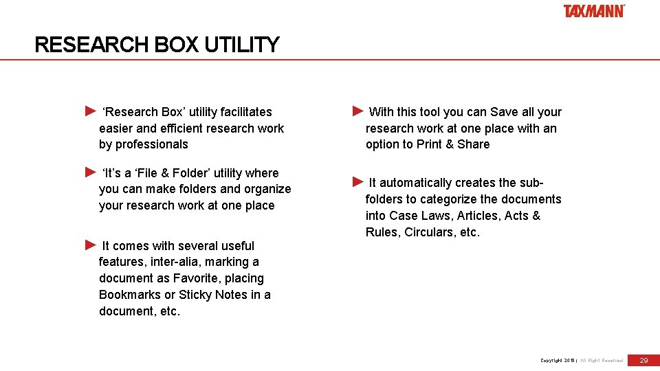 RESEARCH BOX UTILITY ► ‘Research Box’ utility facilitates easier and efficient research work by