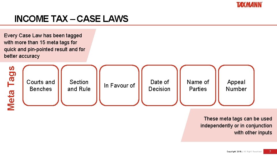 INCOME TAX – CASE LAWS Meta Tags Every Case Law has been tagged with