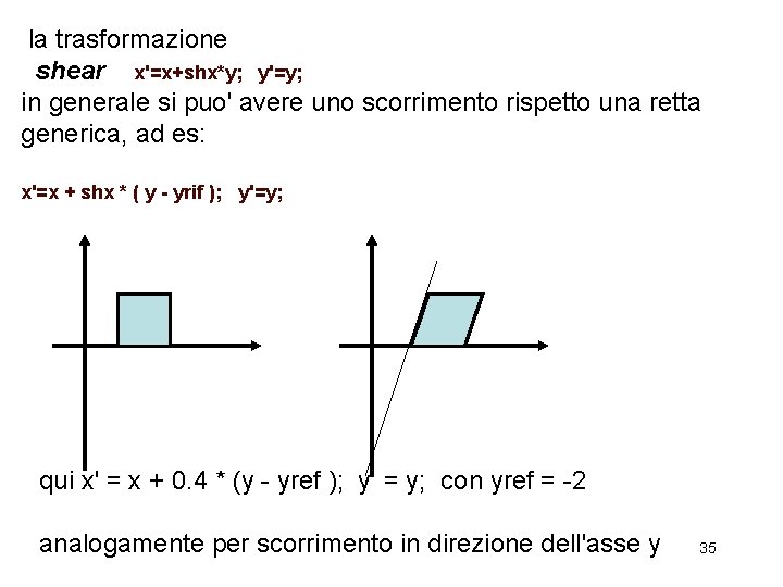 la trasformazione shear x'=x+shx*y; y'=y; in generale si puo' avere uno scorrimento rispetto una