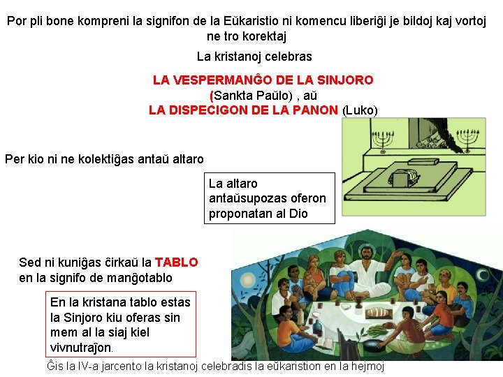 Por pli bone kompreni la signifon de la Eŭkaristio ni komencu liberiĝi je bildoj Por pli bone kompreni la signifon de la Eŭkaristio ni komencu liberiĝi je bildoj