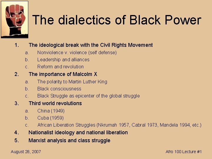 The dialectics of Black Power 1. The ideological break with the Civil Rights Movement