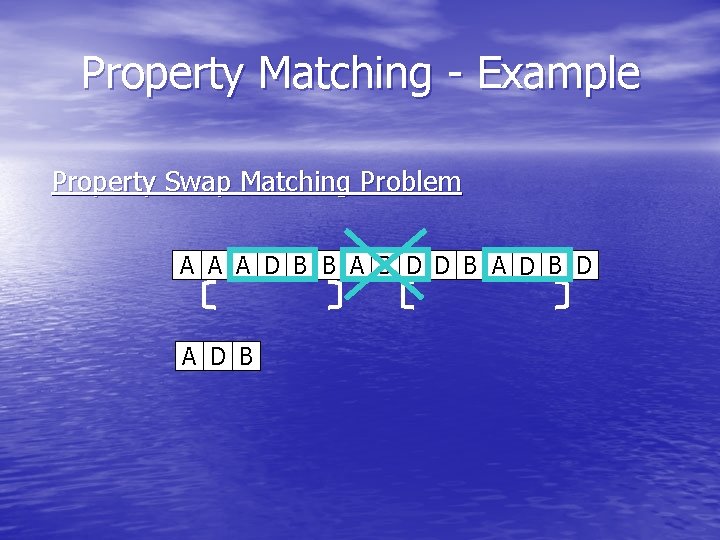 Property Matching - Example Property Swap Matching Problem A A A D B B