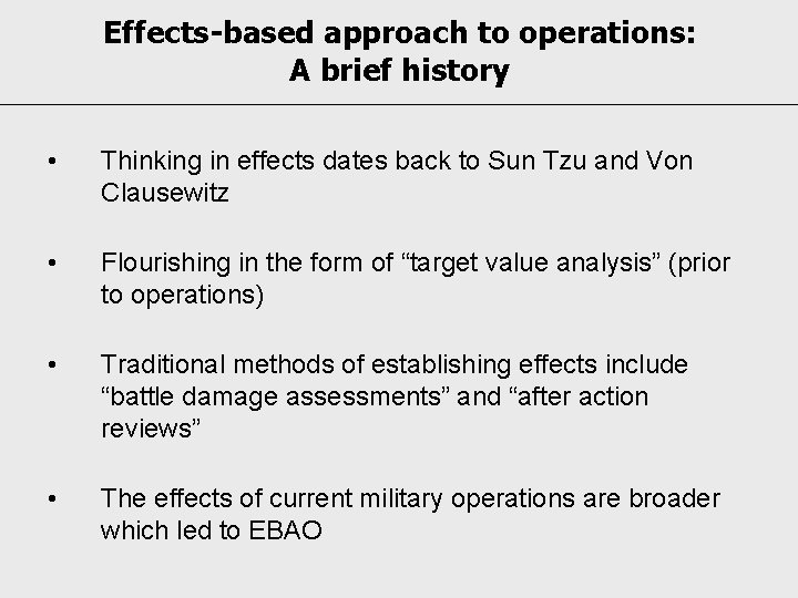 Measuring the immeasurable The EffectsBased Approach in Comprehensive