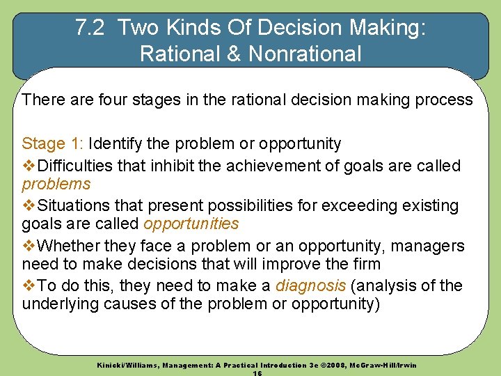 7. 2 Two Kinds Of Decision Making: Rational & Nonrational There are four stages