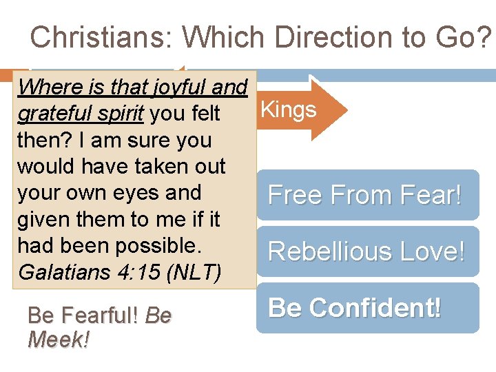 Christians: Which Direction to Go? Where is that joyful and Slaves Kings grateful spirit
