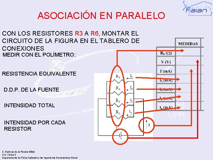 ASOCIACIÓN EN PARALELO CON LOS RESISTORES R 3 A R 6, MONTAR EL CIRCUITO