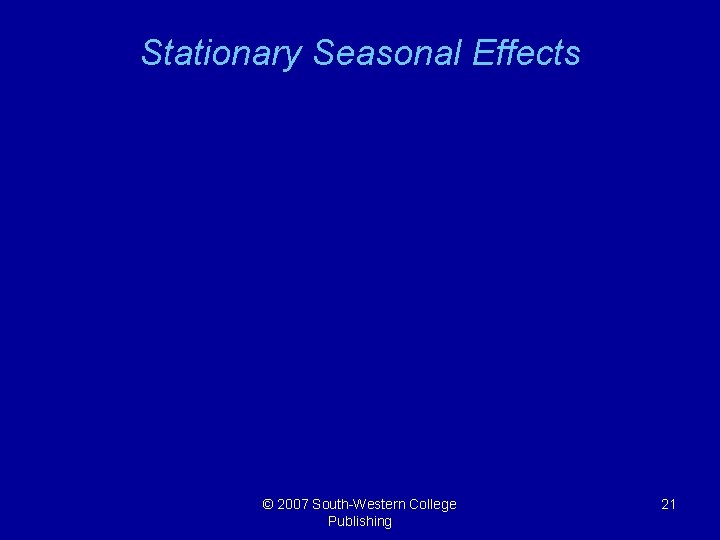 Stationary Seasonal Effects © 2007 South-Western College Publishing 21 