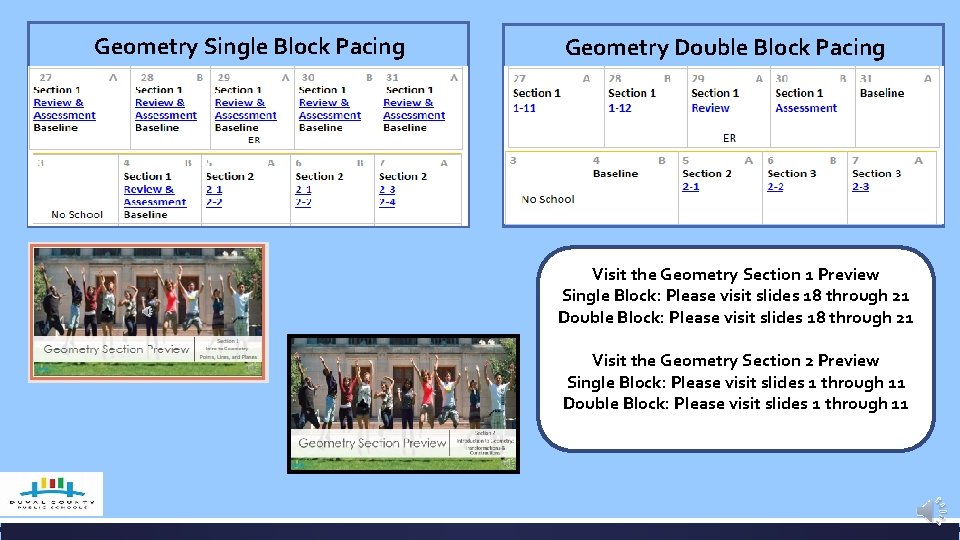 Geometry Single Block Pacing Geometry Double Block Pacing Visit the Geometry Section 1 Preview