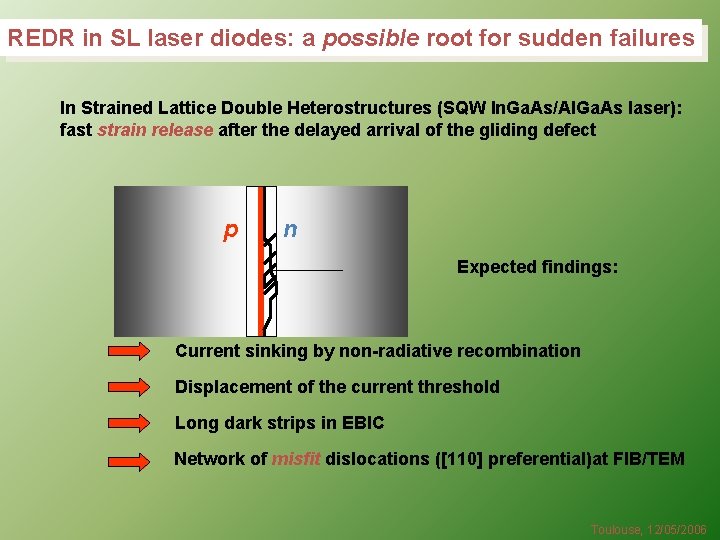 REDR in SL laser diodes: a possible root for sudden failures In Strained Lattice