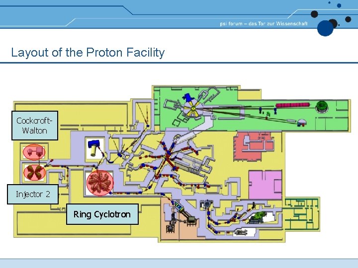 Layout of the Proton Facility Cockcroft. Walton Injector 2 Ring Cyclotron Layout of the Proton Facility Cockcroft. Walton Injector 2 Ring Cyclotron