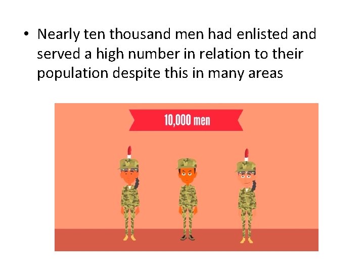  • Nearly ten thousand men had enlisted and served a high number in