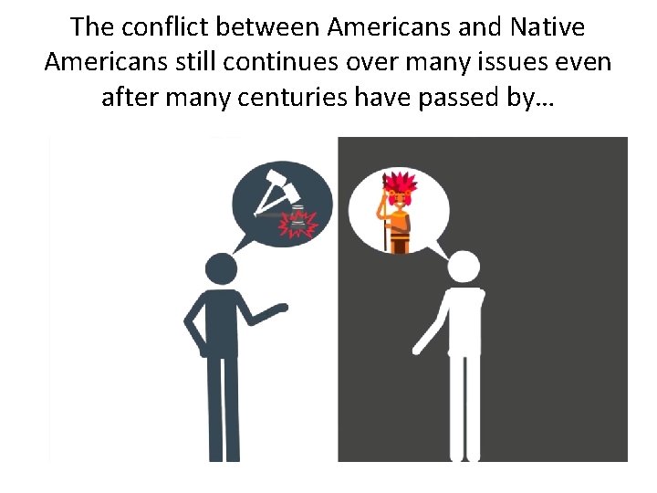 The conflict between Americans and Native Americans still continues over many issues even after