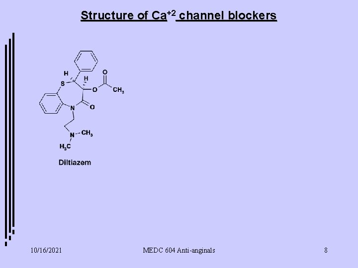 Structure of Ca+2 channel blockers 10/16/2021 MEDC 604 Anti-anginals 8 