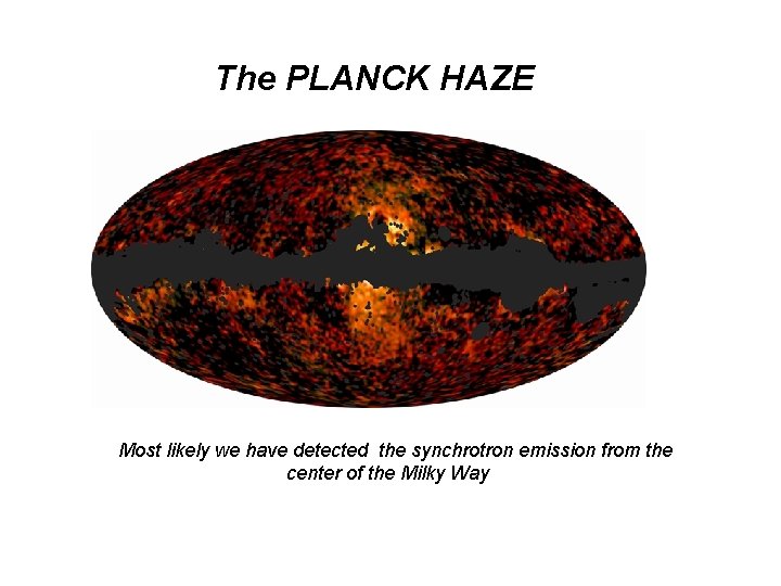 The PLANCK HAZE Most likely we have detected the synchrotron emission from the center