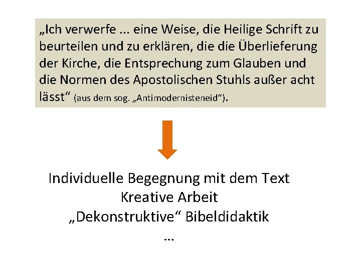 „Ich verwerfe. . . eine Weise, die Heilige Schrift zu beurteilen und zu erklären,