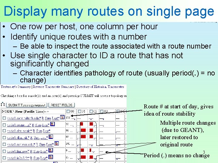 Display many routes on single page • One row per host, one column per