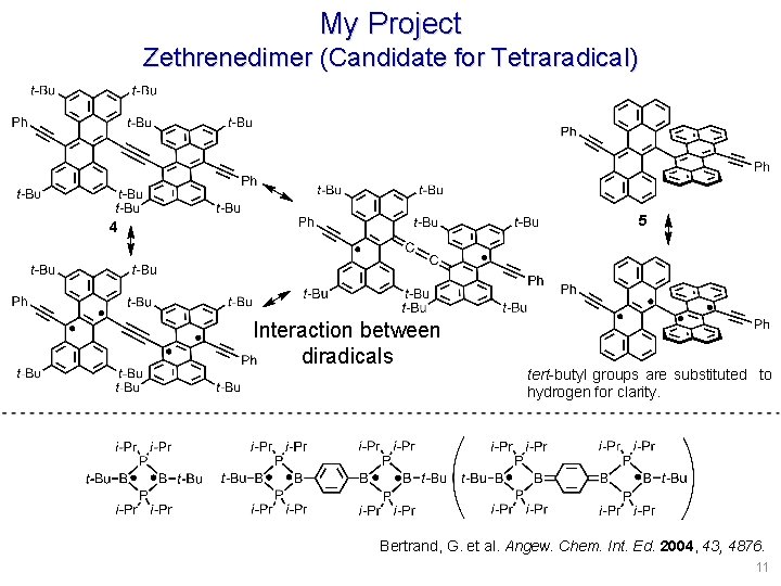 My Project Zethrenedimer (Candidate for Tetraradical) 5 4 Interaction between diradicals tert-butyl groups are
