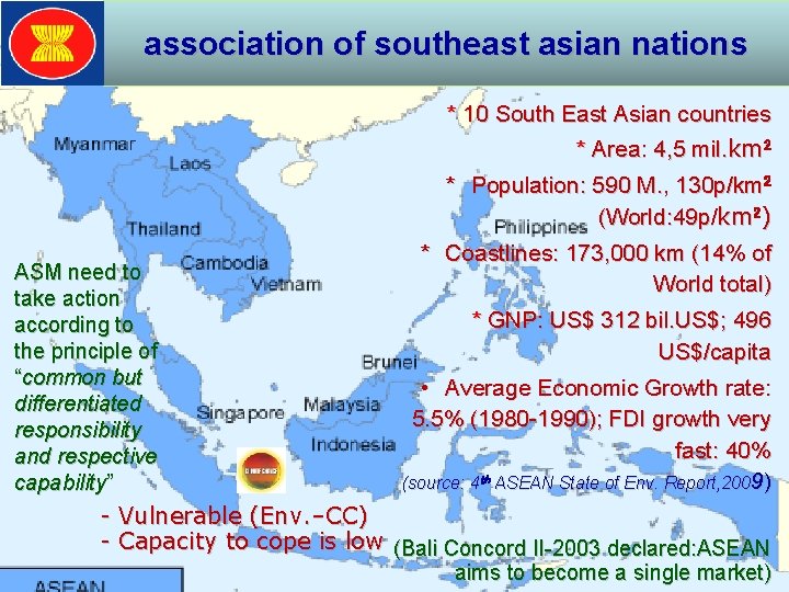 association of southeast asian nations * 10 South East Asian countries * Area: 4,