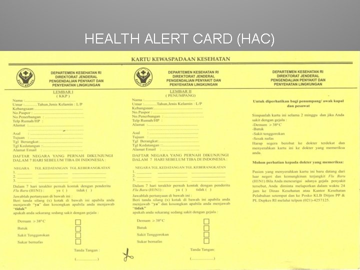 HEALTH ALERT CARD (HAC) 