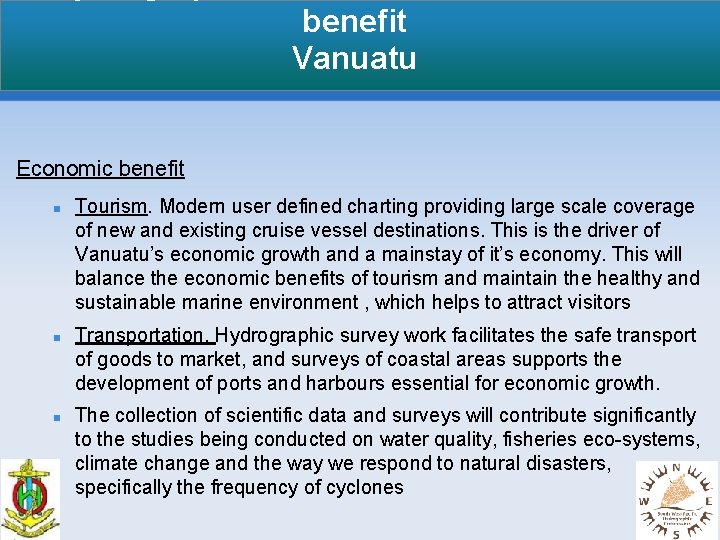 benefit Vanuatu Economic benefit Tourism. Modern user defined charting providing large scale coverage of