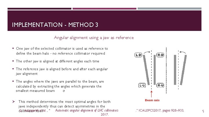 IMPLEMENTATION - METHOD 3 Angular alignment using a jaw as reference § One jaw IMPLEMENTATION - METHOD 3 Angular alignment using a jaw as reference § One jaw