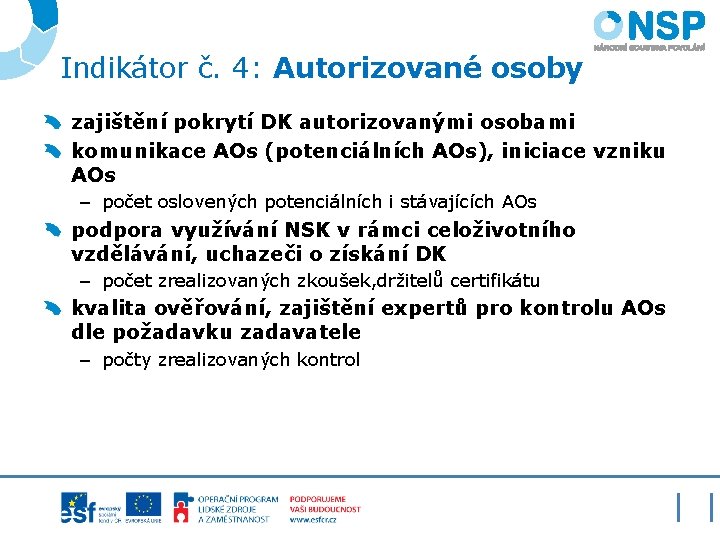 Indikátor č. 4: Autorizované osoby zajištění pokrytí DK autorizovanými osobami komunikace AOs (potenciálních AOs), Indikátor č. 4: Autorizované osoby zajištění pokrytí DK autorizovanými osobami komunikace AOs (potenciálních AOs),