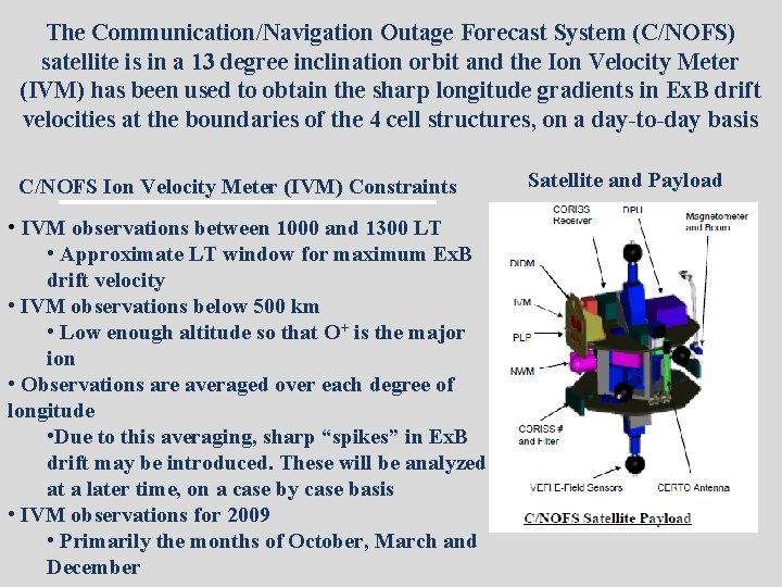 The Communication/Navigation Outage Forecast System (C/NOFS) satellite is in a 13 degree inclination orbit