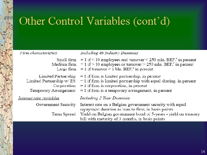 Other Control Variables (cont’d) 14 Other Control Variables (cont’d) 14