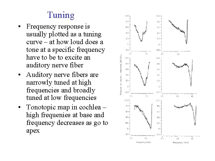 Tuning • Frequency response is usually plotted as a tuning curve – at how