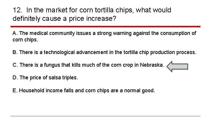 12. In the market for corn tortilla chips, what would definitely cause a price