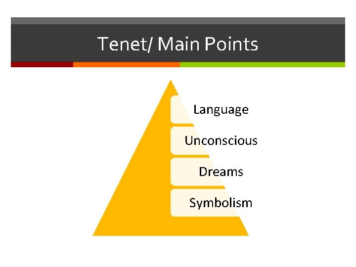 Tenet/ Main Points Language Unconscious Dreams Symbolism 