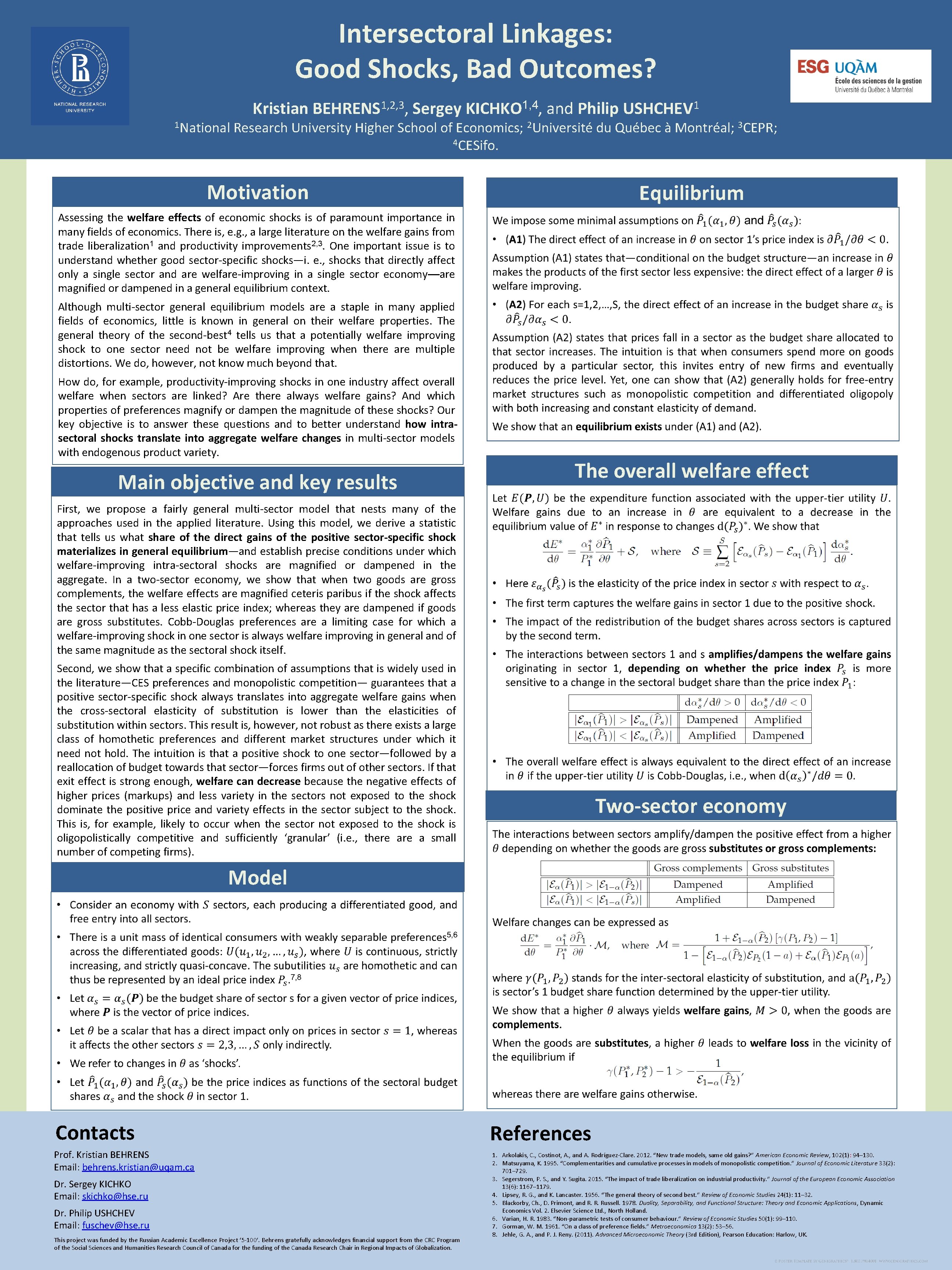 Intersectoral Linkages: Good Shocks, Bad Outcomes? 1 National Kristian 1, 2, 3 BEHRENS ,