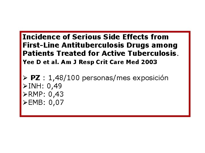 Incidence of Serious Side Effects from First-Line Antituberculosis Drugs among Patients Treated for Active